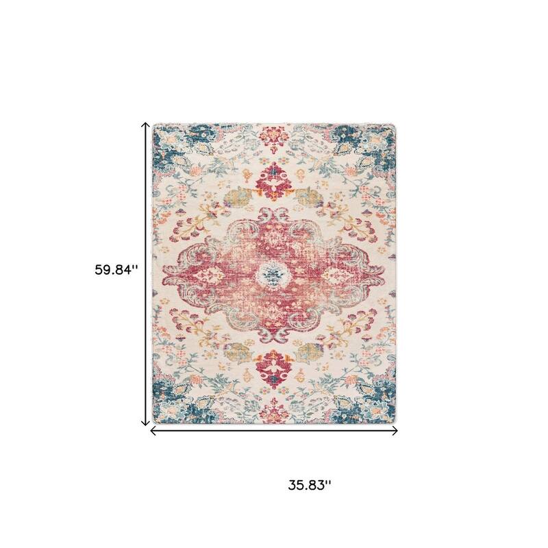 HomeRoots Medallion Traditional Rectangle Area Rug