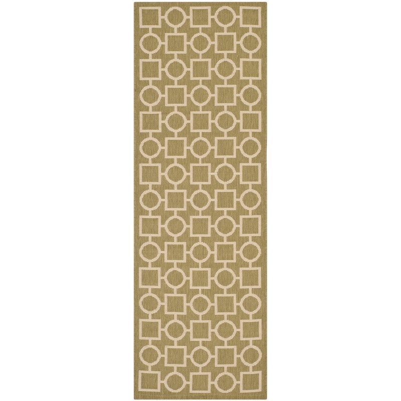 SAFAVIEH Courtyard Lilya Indoor/ Outdoor Waterproof Patio Backyard Rug - 2'3" x 6'7" Runner - Green/Beige