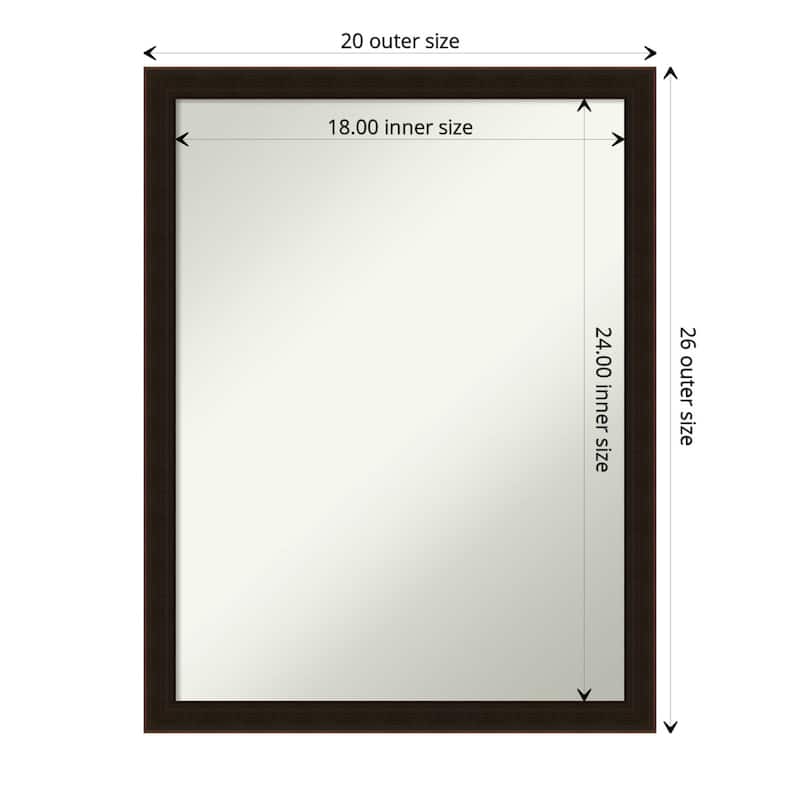 Non-Beveled Wood Bathroom Wall Mirror Frame - Espresso Brown - 20 x 26 in
