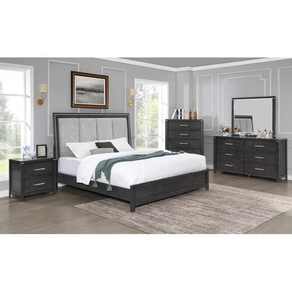 grey bed what color dresser New Classic Furniture Alamos Charcoal Grey 5-piece Bedroom Set - Bed Bath &  Beyond