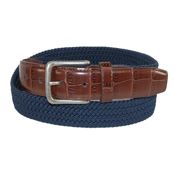CTM® Men's Elastic Braided Golf Belt with Croco Print End Tabs