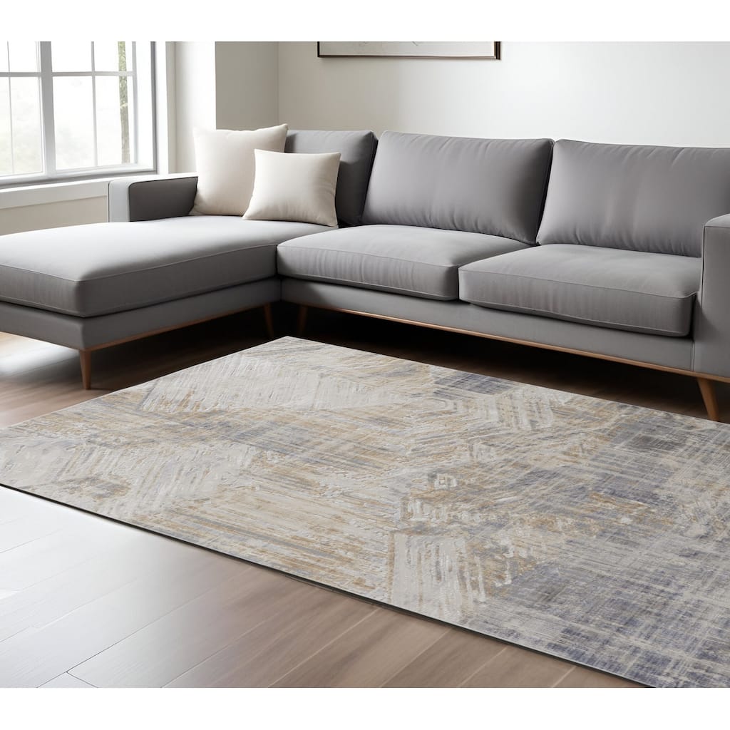 Tizil Power Loomed Distressed Abstract Modern Non Skid Area Rug By HomeRoots - 8' x 10'