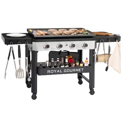 Royal Gourmet 34-Inch 4-Burner Propane Gas Griddle,Black & Silver
