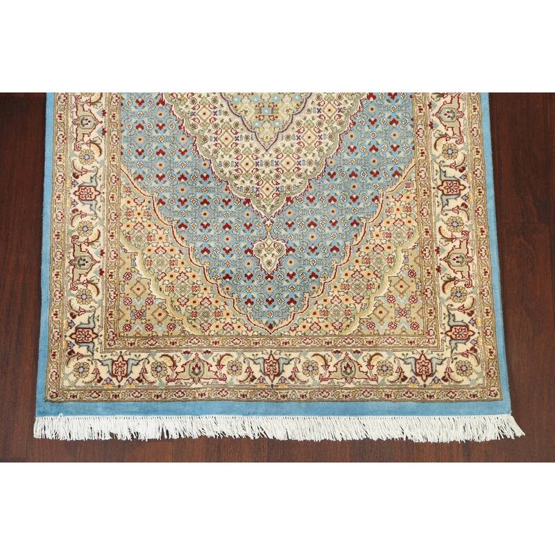 Wool/ Silk Vegetable Dye Oriental Tabriz Mahi Area Rug Hand-knotted - 4'1" x 6'2"