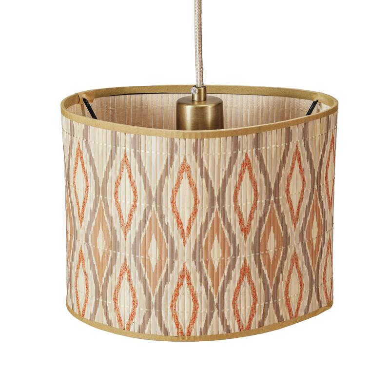 Bamboo Pendant Lamp with Printed Pattern - Multi