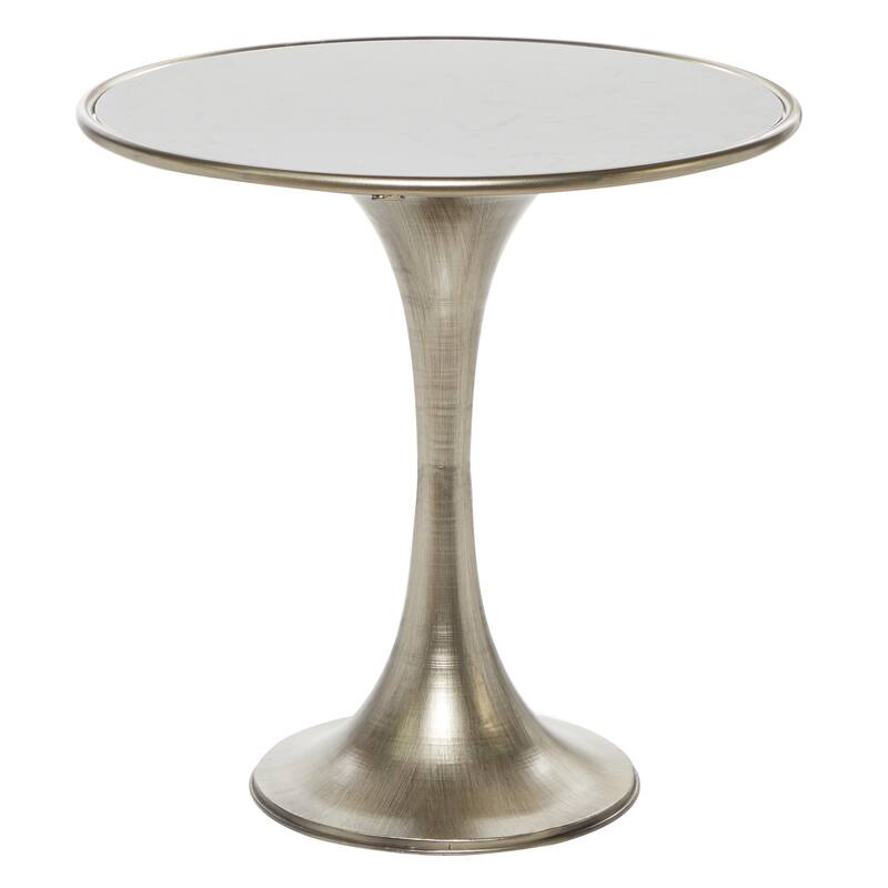 Metal Accent Table with White Marble Top - Silver - Roche River Decor - Silver