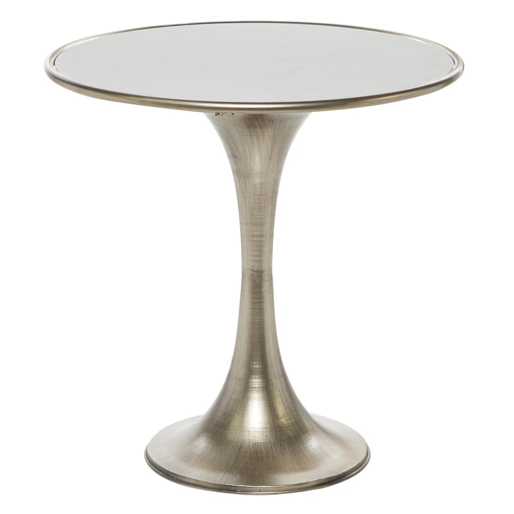 Metal Accent Table with White Marble Top - Silver - Roche River Decor
