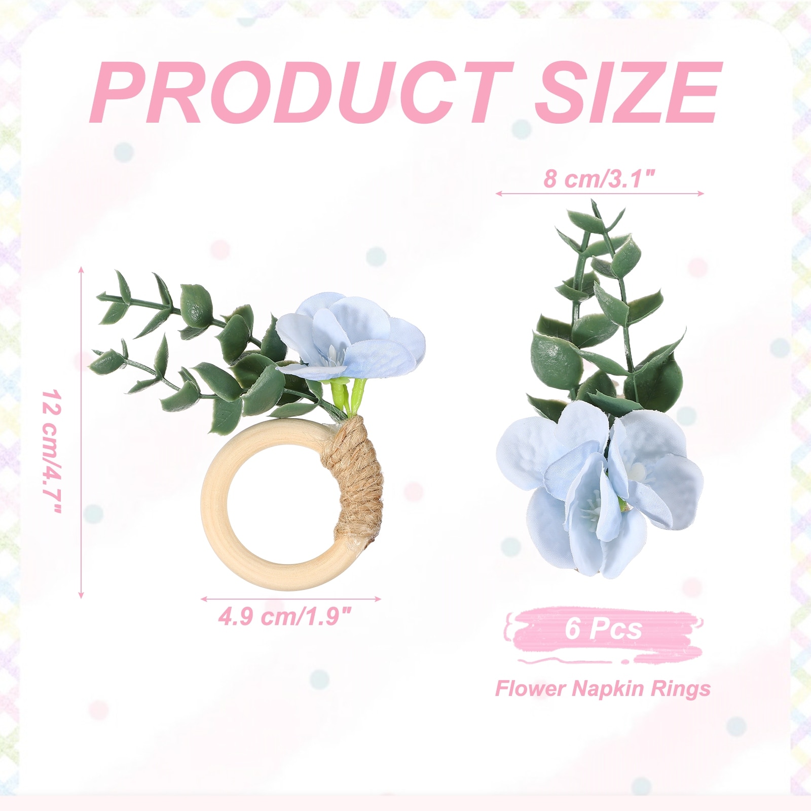 Flower Napkin Rings, Handmade Eucalyptus Napkin Ring Holders Buckles Table Decorations