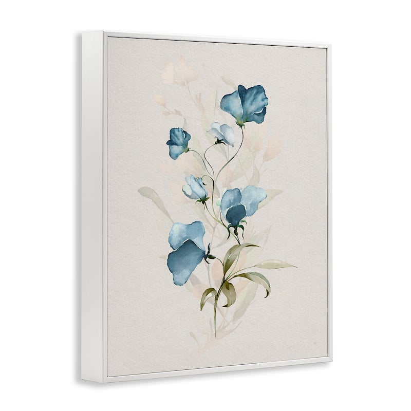 Stupell Blue Herb & Blossom Framed Giclee Art Design By Susan Jill