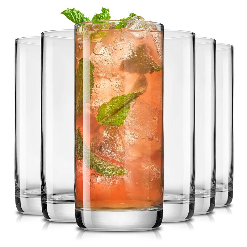 JoyJolt Faye 13 oz Highball Glasses Set of 6 Drinking Glasses - 13 oz