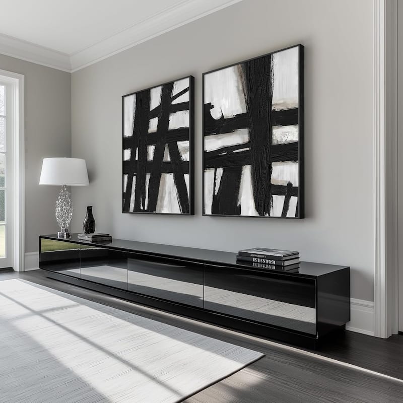 Framed Black and White Abstract Wall Art