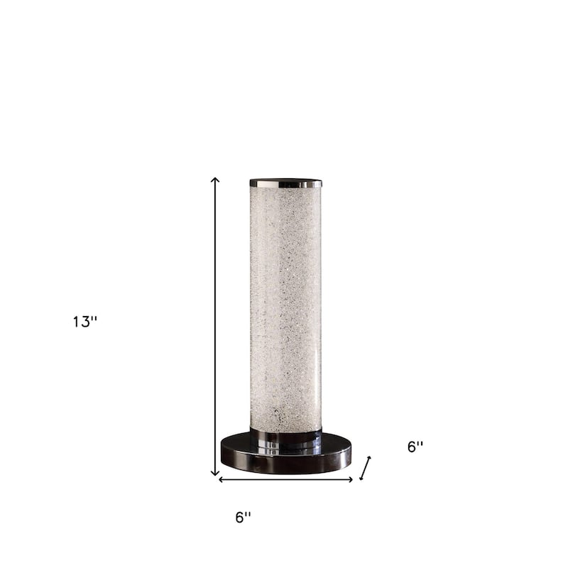 HomeRoots 13” Modern White Sand Crystal And Steel Table Lamp - 6' X '13' X '6