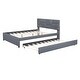 preview thumbnail 12 of 16, Linen Fabric Platform Bed with Brick Pattern Headboard, with Twin XL Trundle, Queen Size