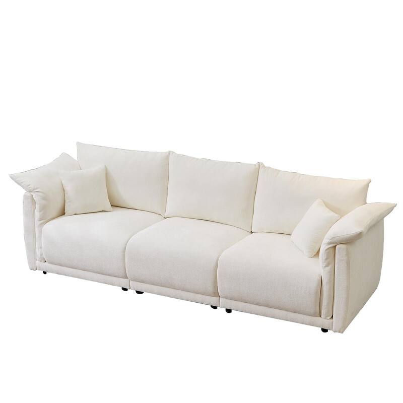 98.5" Fabric Modern Minimalist 3-Seater Sofa with 2 Pillows