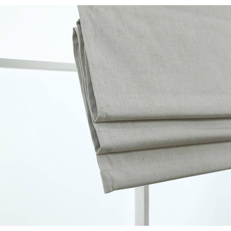 100% Blackout Roman Shade Belgian Linen Look Polyester Fabric