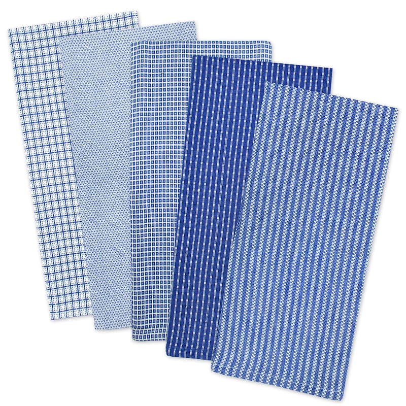 Design Imports Assorted Blue Dishtowel (Set of 5) - Blue