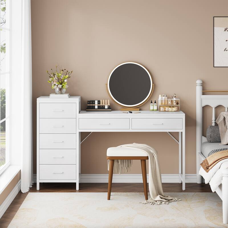 Modern Makeup Vanity Desk Dressing Table with Reversible Drawers (Without Mirror)
