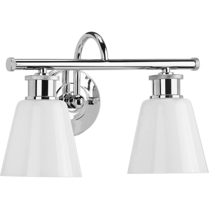 Ashford Collection 2-Light Polished Chrome Opal Glass Farmhouse Wall Light - 2 Lights