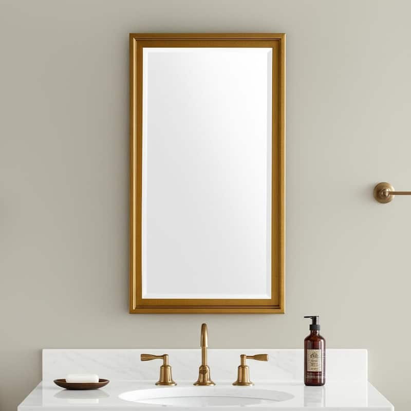 HomeRoots 53" Gold Framed Bathroom Vanity Mirror - 28.38 in. x 52.75 in. x 2.50 in. - 28.38 in. x 52.75 in.  x 2.50 in.