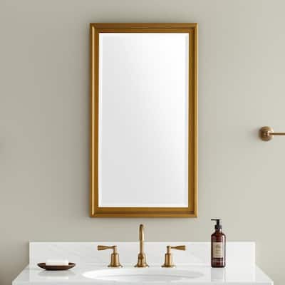 HomeRoots 53" Gold Framed Bathroom Vanity Mirror - 28.38 in. x 52.75 in. x 2.50 in.