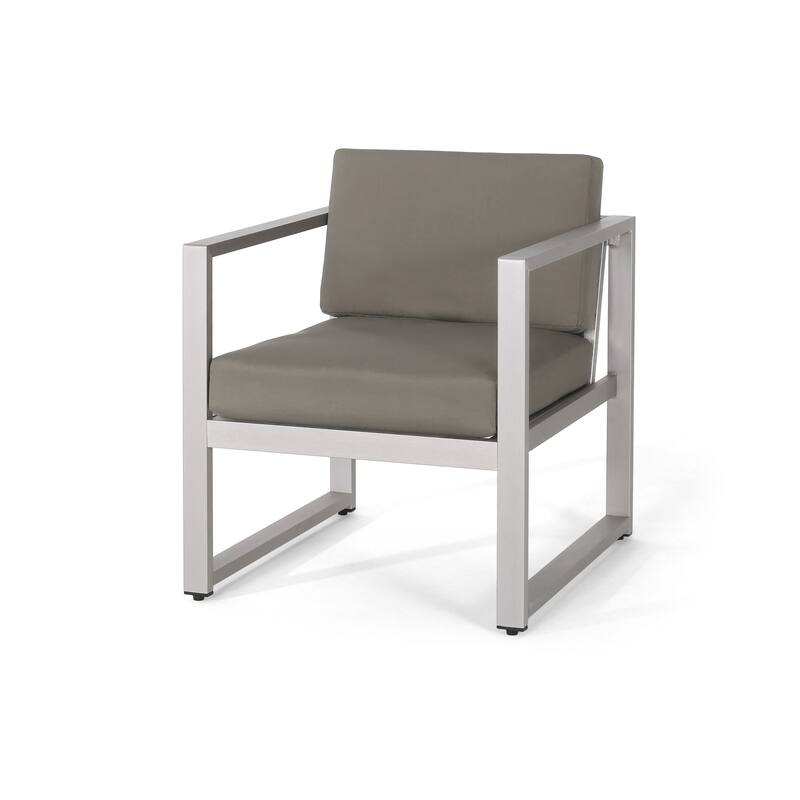 4 Piece Outdoor Sectional Sofa Set, Patio Aluminium Conversation Furniture Sets with Coffee Table and Cushions