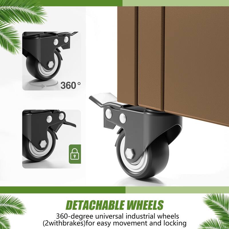 Raised Garden Bed Planter with Trellis Movable Planter Box with Lockable Wheels