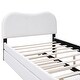 preview thumbnail 17 of 20, Twin Size Sofa Platform Bed Frame with Twin Size Trundle Bed, Cashew Nut Shape Upholstered Headboard Wood Supporting Feet