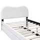 preview thumbnail 40 of 41, Upholstered Platform Bed with Twin Size Trundle Curved Wingback Bed