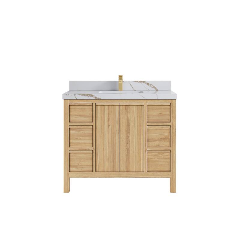 Willow Collections 42 in. W x 22 in. D Elizabeth Solid Teak Single Sink Bathroom Vanity with Countertop