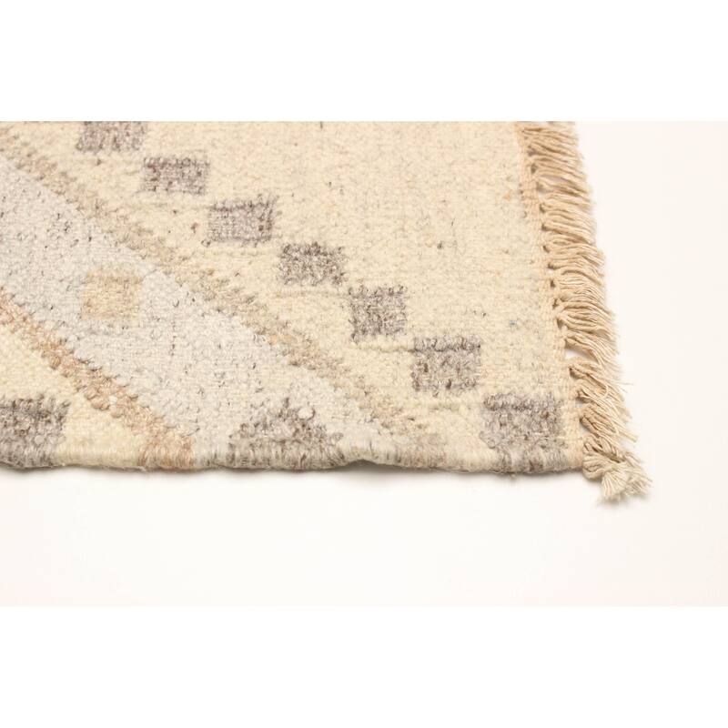 ECARPETGALLERY Flat-Weave Ankara FW Cream Wool Kilim - 5'1 x 8'0