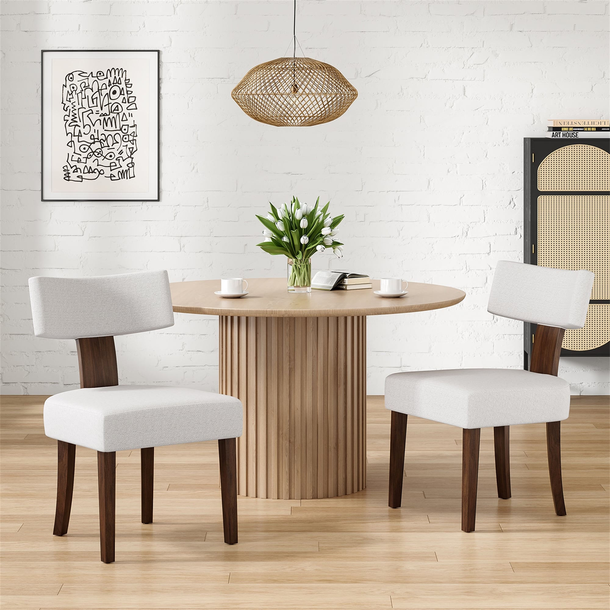 Set of 2 Upholstered Armless Dining Table Chairs