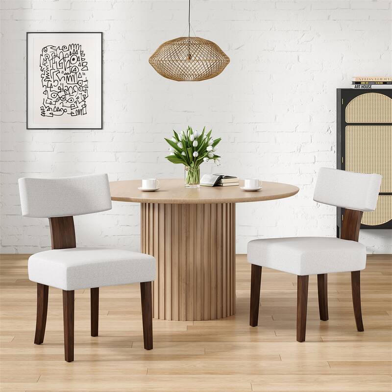 Upholstered Armless Dining Table Chairs with Hardwood Frame Curved Backrest (Set of 2)