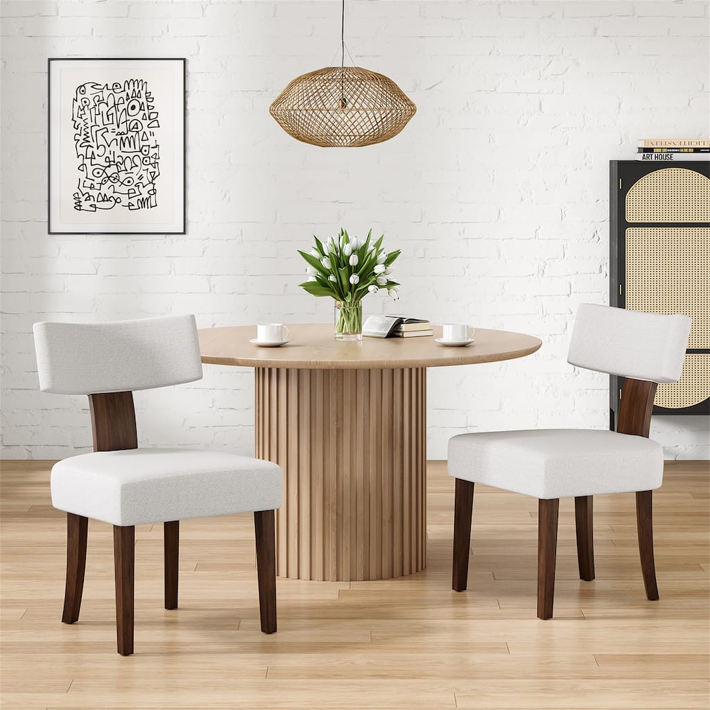 Upholstered Armless Dining Table Chairs with Hardwood Frame Curved Backrest (Set of 2)