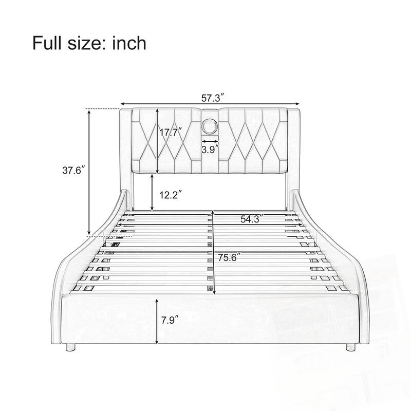 Luxurious Faux Leather Upholstered Platform Bed with Bluetooth Speakers and RGB LED Light