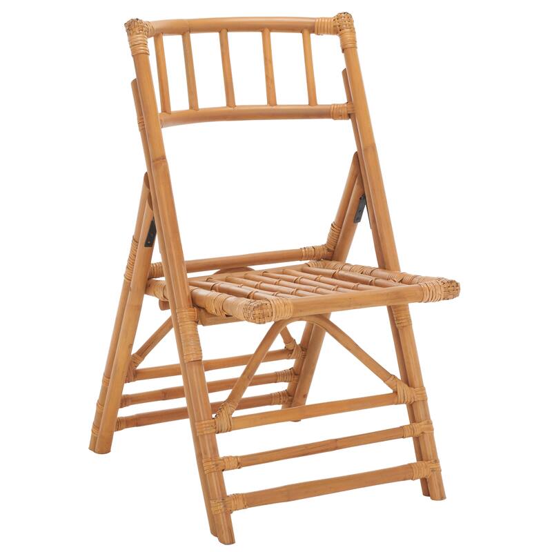 SAFAVIEH Maja Black Rattan Folding Accent Chair Set of 2 (Fully Assembled) - 19Wx28Dx35H