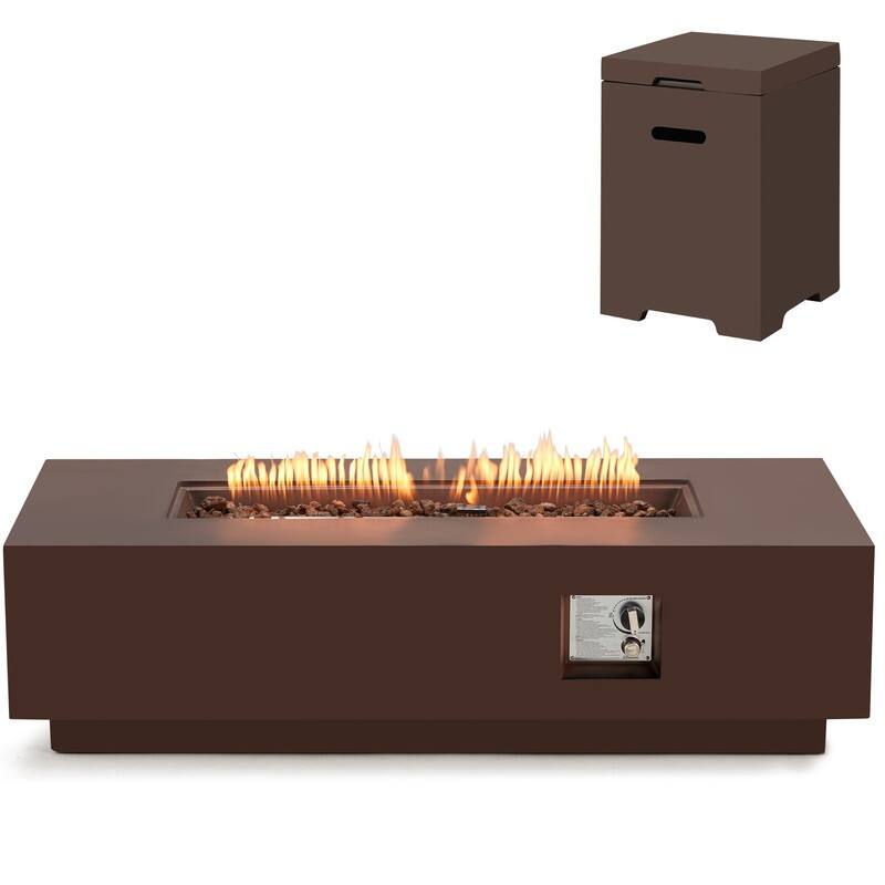 50,000 BTU 30" Outdoor White Round Propane Fire Pit Table and Set