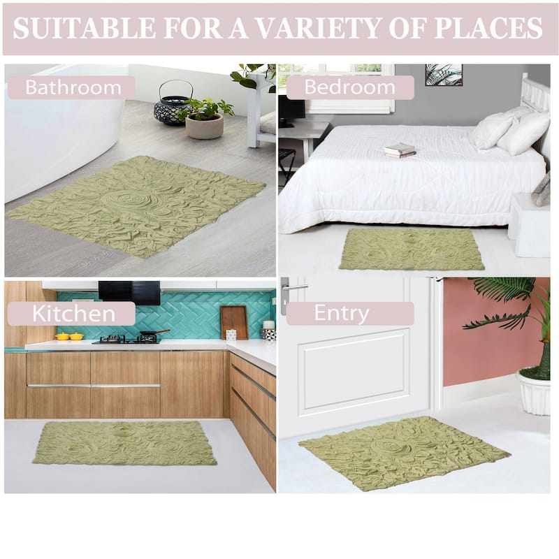 Bell Flower Bathroom Rug, Cotton Soft, Water Absorbent Bath Rug, Non Slip Shower Rug Machine Washable 24"x40" Rectangle