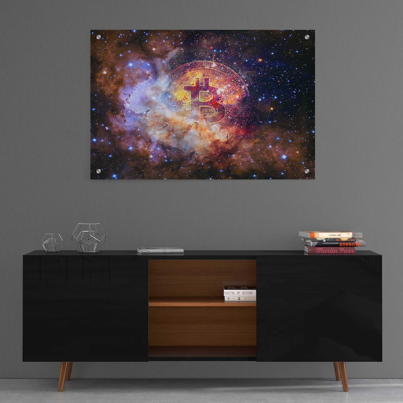 Epic Art 'Bitcoin Nebula', Acrylic Glass Wall Art