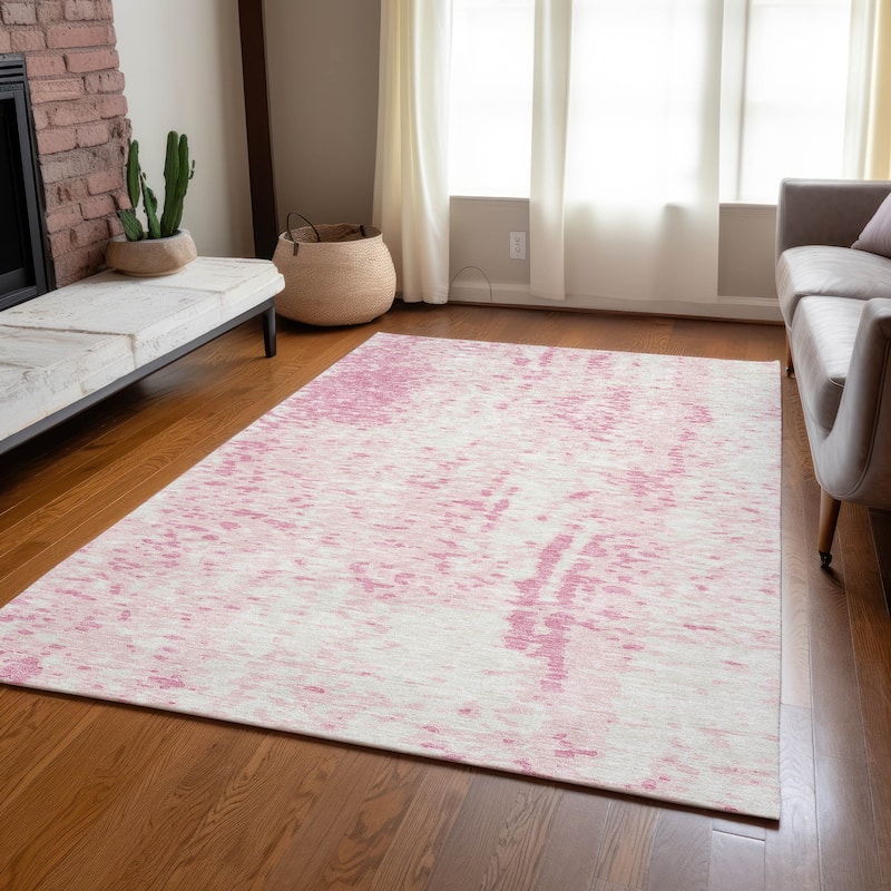 Machine Washable Indoor/ Outdoor Modern Abstract Chantille Rug