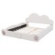 preview thumbnail 8 of 24, Upholstered Platform Bed Low-Profile Queen Size Bed Frame with Cloud-shaped Headboard and Cartoon Footboard, Velvet Fabric