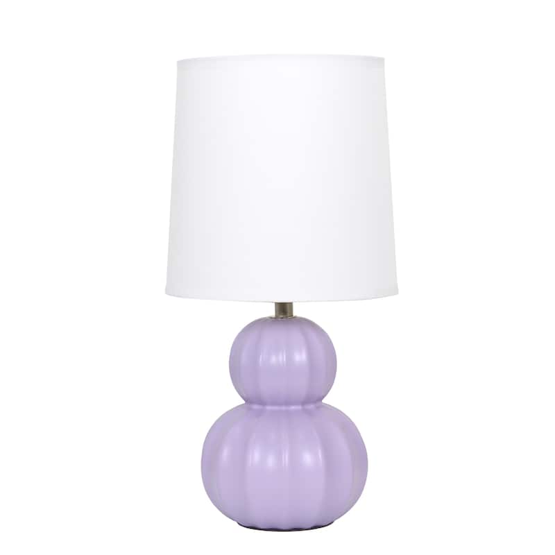 Double Gourd Ceramic Table Lamp with Fabric Shade - 6 x 6 x 13 in. (L x W x H) - Lavender