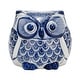 preview thumbnail 6 of 9, Ceramic Chinoiserie Handpainted Owl Figurine - Blue