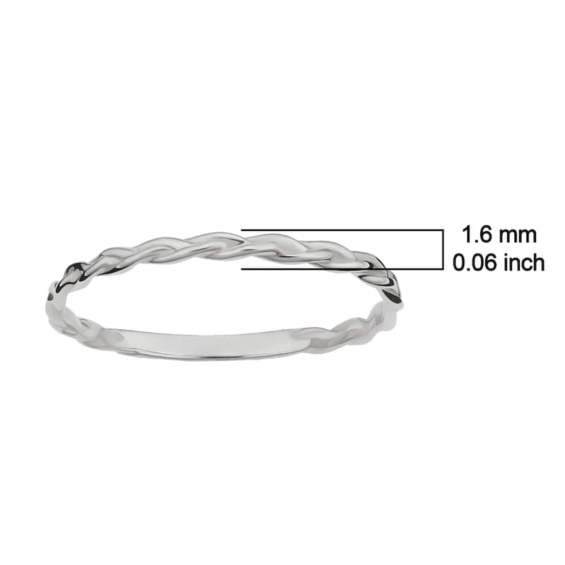 14k Yellow, White or Rose Gold Braided Band Ring for Women (1.6 millimeters)