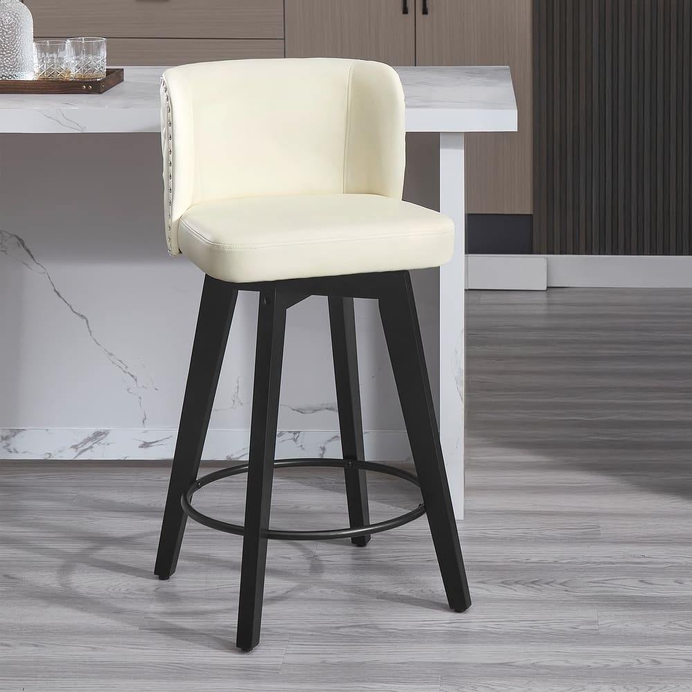 27.5" Faux Leather Upholstered Swivel Counter Height Bar Stools
