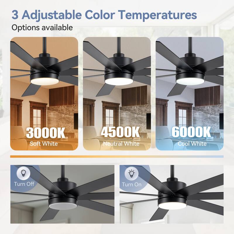 42/48/52/56/62-IN LED Ceiling Fan with Light Kit and Remote(5/7-Blade)
