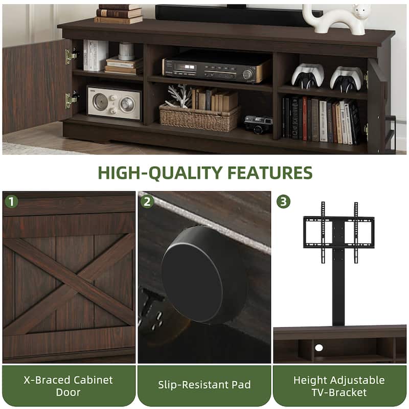 Moasis Farmhouse TV Stand Media Consolewith Adjustable Mount for TVs up to 70"