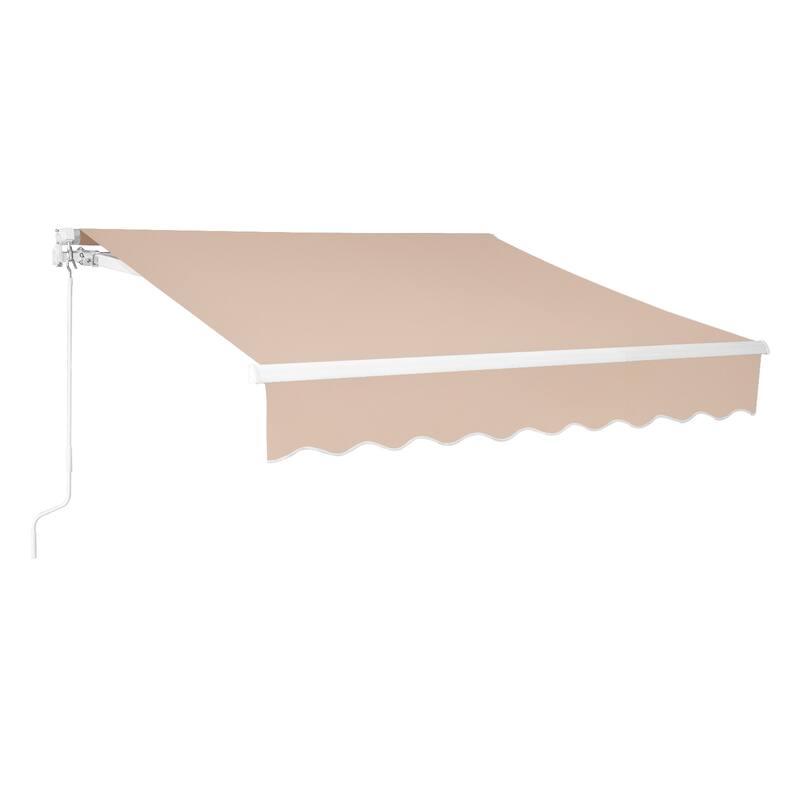 Retractable Outdoor Awning with Adjustable Slope Polyester Canopy Aluminum and Steel Frame Weather Resistant