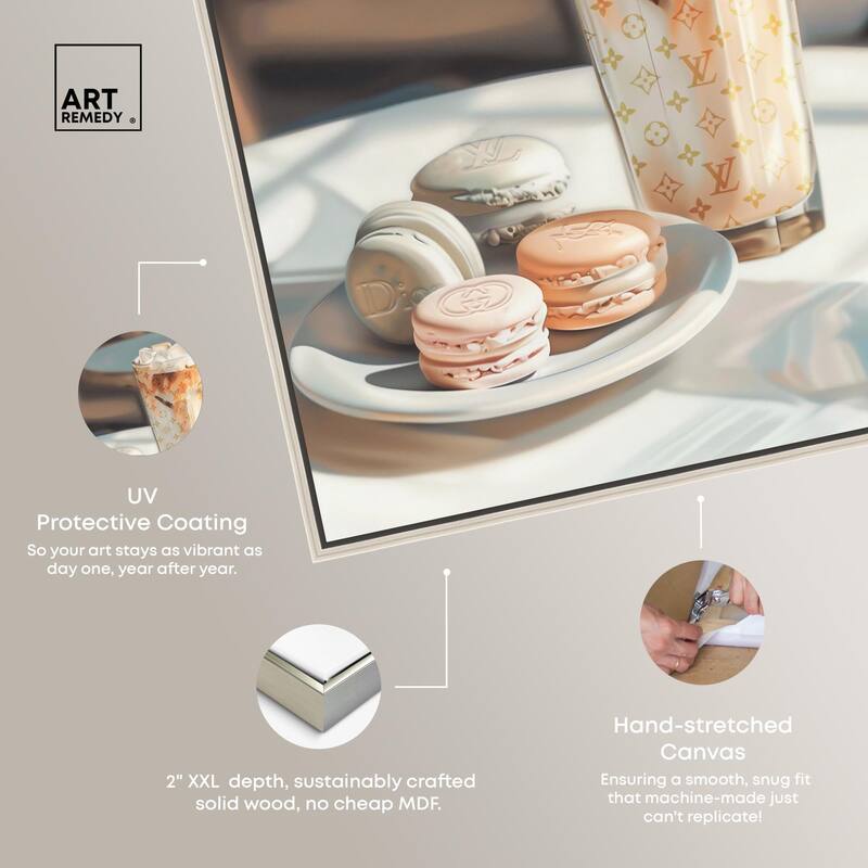 Glam Iced Coffee and Macarons Canvas by Art Remedy