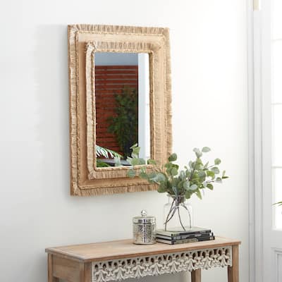 Brown Wood Room Wall Mirror - 26 x 1 x 36