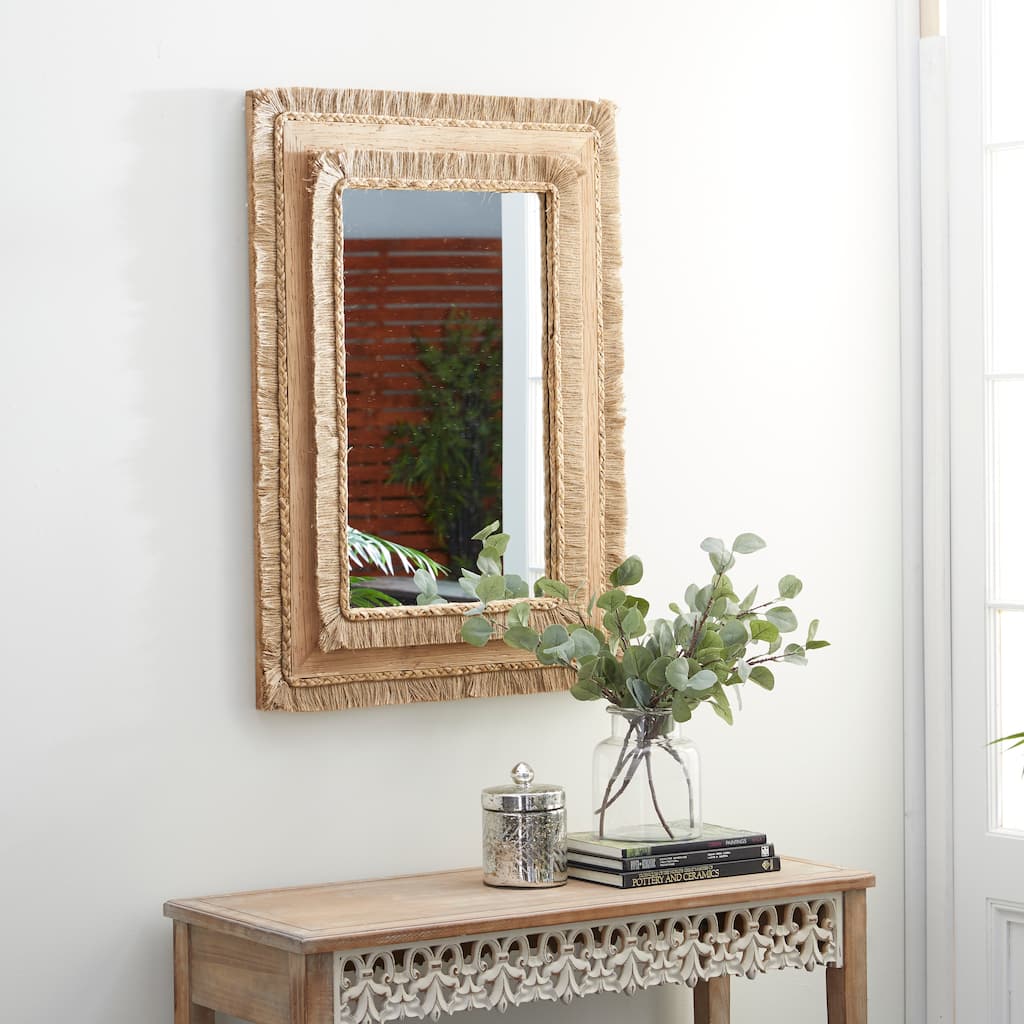 Brown Wood Room Wall Mirror - 26 x 1 x 36